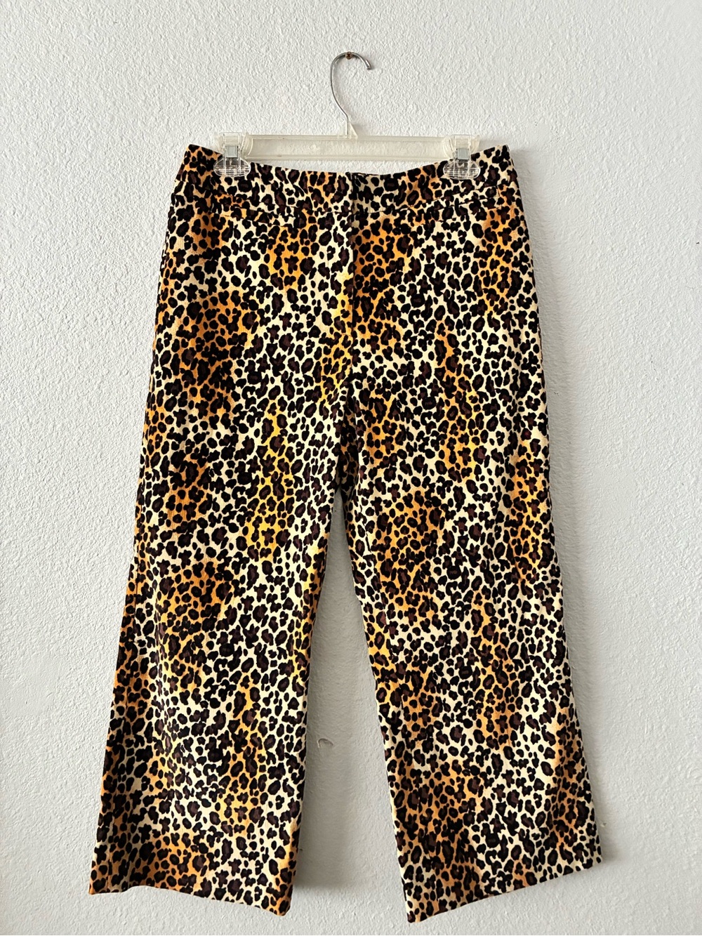 VTG Larry Levine 10P Cotton Spandex Baby Corduroy Animal Print Wide Leg Capris